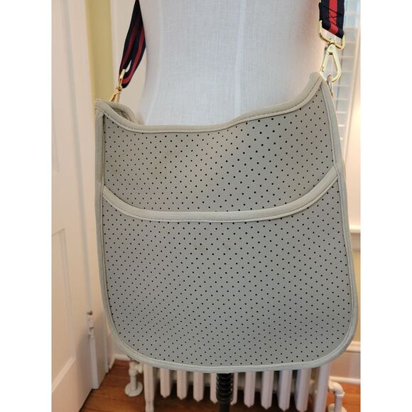 ah • dorned Neoprene Messenger Bag w/ adjustable Red & Blue Striped Guitar strap - Picture 5 of 7